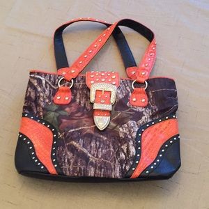 Camo and orange purse